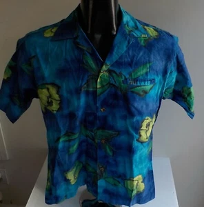 VTG NAPILI Hawaiian SS Shirt Turquoise/Green/Blue Made in Hawaii SIZE SMALL?? - Picture 1 of 4
