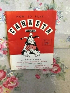 Vintage Instruction Booklet How to Play Canasta and Samba - Bram Arden - Imagen 1 de 2