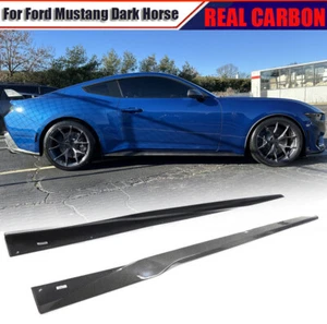 For Ford Mustang Dark Horse GT 23UP REAL CARBON SIDE SKIRT EXTENSION LIP BODYKIT - Foto 1 di 12