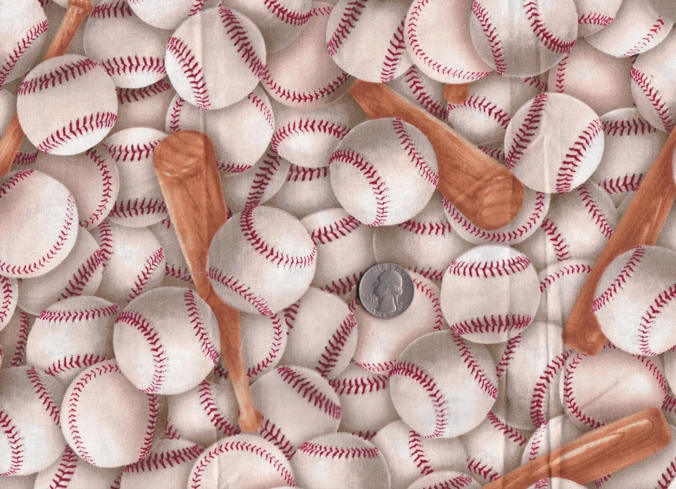 Fat Eighth of Fabric 9X21 for Crafts, Quilting, Baseballs & Bats - Image 1 of 1