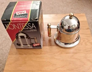 Vintage Vev Vigano Kontessa Sugar Pot 18/10 Stainless Steel /brass Made in Italy - Picture 1 of 4