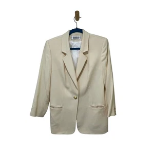 Blazer Harlan Crema Botón Único Carrera Oficina Chaqueta Talla 10 - Imagen 1 de 3