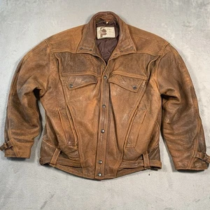 Chaqueta de Cuero A M I London Para Hombre XL Marrón Desgastada Motocicleta Moto Rock - Imagen 1 de 19