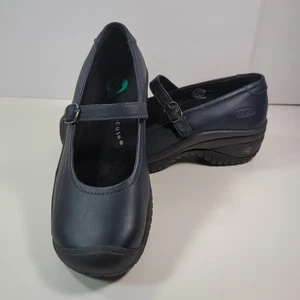 KEEN MARY JANE Blue Leather Buckle W Shoe Sz8 Box Toe Cushion Waitress Non Slip - Picture 1 of 16