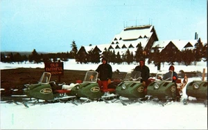 INVERNO Motoslitte OLD FEDELI INN PARCO NAZIONALE YELLOWSTONE, WY Cartolina JA4 - Foto 1 di 2