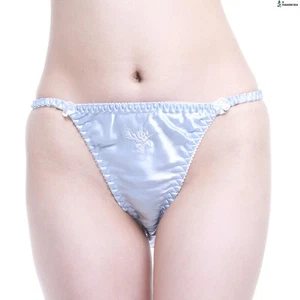 Lot 3 Silk Women's String Bikinis Panties Solid Tanga Bikini Panty - Picture 1 of 7