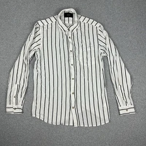 Neuw Mens Long Sleeve Button Down Shirt Size L White Pinstriped 1 Pocket Viscose - Bild 1 von 11