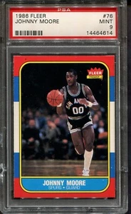Pallacanestro Fleer 1986 #76 Johnny Moore PSA 9 San Antonio Spurs - Foto 1 di 2