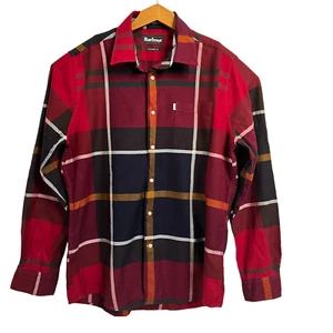 Barbour Tartan Plaid Checked Flannel Tailored Fit Mens M Shirt Red/Blue/orange - Picture 1 of 12
