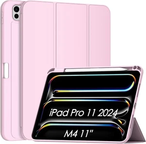 iPad Pro 11 Case M4 2024 with Pencil Holder Trifold Stand, Auto Sleep/Wake PINK - Picture 1 of 7