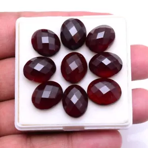 9 Pcs Natural Hessonite Garnet 13mm-14mm Oval Checker Cut Untreated Gemstones - Picture 1 of 9