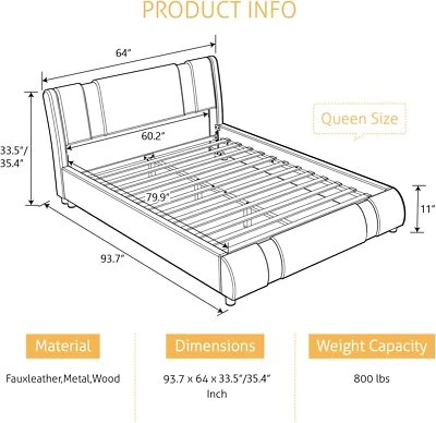 Modern Deluxe Platform Bed Frame with Iron Pieces Decor and Adjustable Headboard - Image 1 of 4