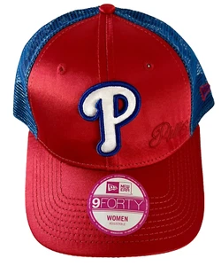 NEW! Philadelphia Phillies Womens New Era 9Forty Baseball Trucker Hat Shiny Red - Picture 1 of 15