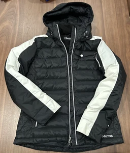 Neu Marmot Zermatt Jacke schwarz weiß durchgehender Reißverschluss Damen Medium mit Etikett wattiert - Bild 1 von 8
