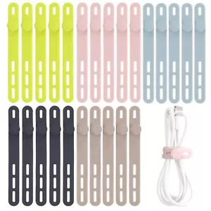 25 Pcs Silicone Cable Ties, Cord Ties Cord Wrap, Cable Ties Reusable, High Elast - Picture 1 of 7