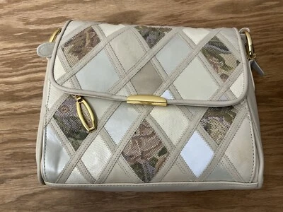 Bolsa tiracolo/ombro pequena vintage Cabin Creek bege couro genuíno - Imagem 1 de 4