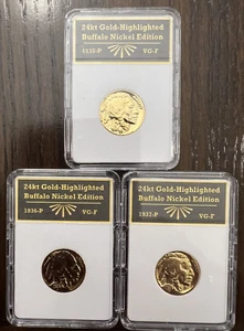 1926, 1927 und 1928 - P | Büffelnickel | 24K vergoldet | Sammler Spezial - Bild 1 von 8