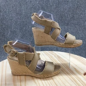 Bettye Muller Sandals Womens 40 Espadrille Beige Buckle Strap Casual Wedge Heels - Picture 1 of 17