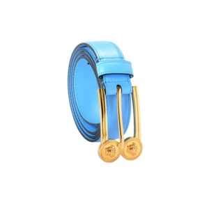 Blue Versace Medusa buckle belt authentic size 40 new - Picture 1 of 8