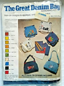 kit Carousel Crafts BERMUDA BAG  6 Iron-Ons to Applique/emb/paint New Open 1975 - Bild 1 von 11