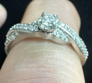 14K White Gold Diamond Engagement Wedding 3g Ring Sz 7 - PRE OWNED - Picture 1 of 9