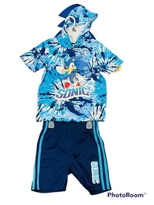 🔥 Sonic The Hedgehog Boys Hoodie T Shirt Shorts Set Outfit Costume Sega Sz 8 - Picture 1 of 10