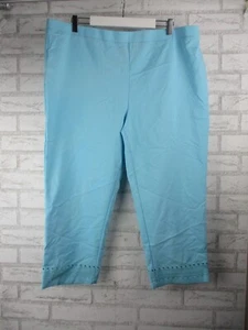 W Lane womens 3/4 pants blue embroided trim 20 stretch waist - Picture 1 of 9