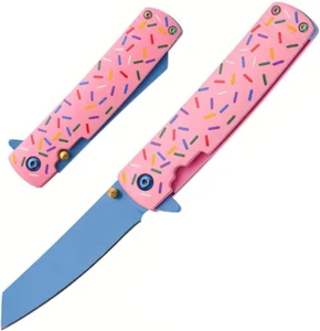 Pocket Knife, 7.1Inch Pink Pocket Knife, Stainless Steel Blade with Anti-Slip Ha - Picture 1 of 9