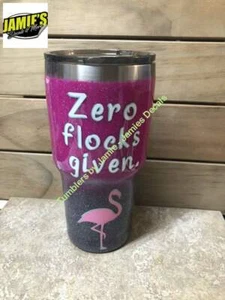 Zero flocks Given - Flamingo tumbler -Bling Tumbler -Made to Order - Personalize - Picture 1 of 1