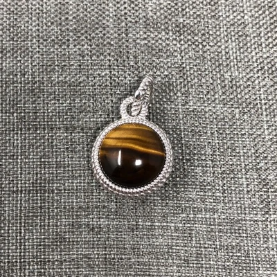 Judith Ripka Sterling Silver Pendant Enhancer Charm Tigers Eye Round Cabochon - Image 1 of 4