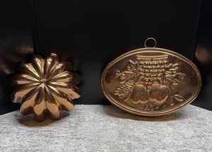 Zwei Kupfer Jell-O Kuchenformen 9 1/2”x7” & 7” Durchmesser hängen - Bild 1 von 11