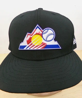 New Era 59Fifty Cap Hat Black Size 7 7/8 MLB Colorado Rockies Vinyl Logo - Image 1 of 4