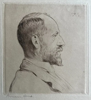 Hermann Struck Signierte Original Radierung von 1912 - Portrait Marius Bauer - Bild 1 von 3
