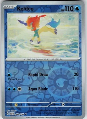 Pokemon Keldeo 044/162 SV05: Temporal Forces NM Reverse Holo card - Image 1 of 2