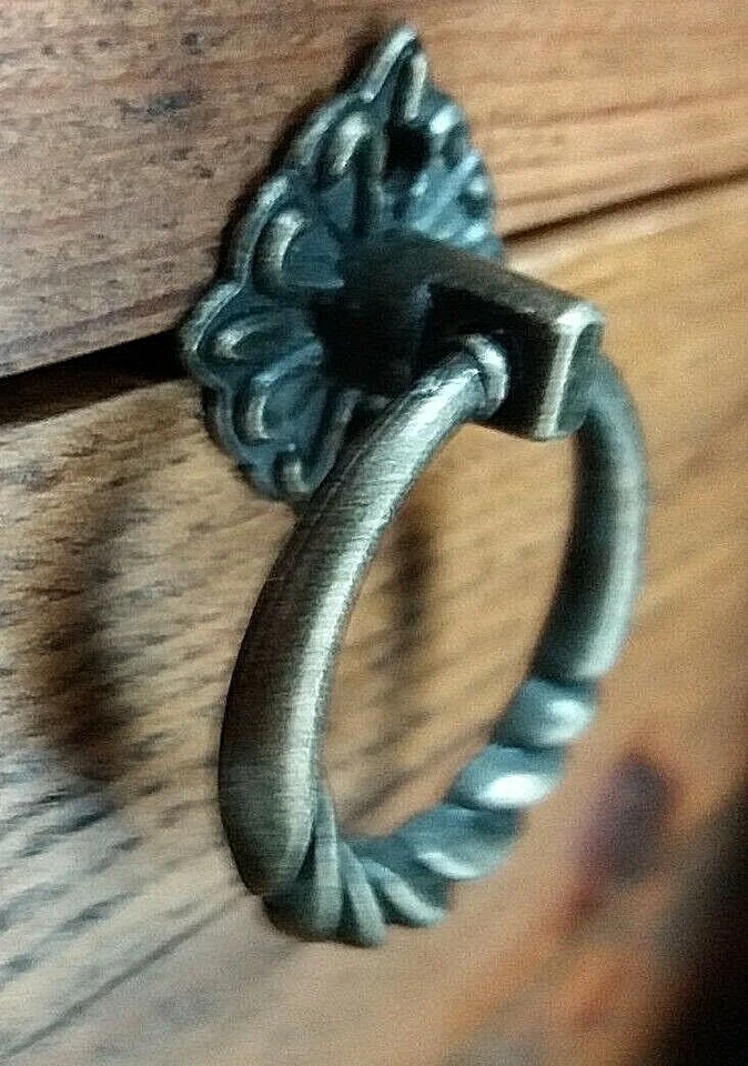 Drop Ring Handles Ornate  Antique Finish Drawer C122 Pack of 2 Zinc Alloy - Image 1 of 4