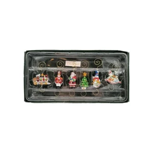 Adornos de Navidad Pintados a Mano Conjunto En Caja Tren Santa Árbol Cascanueces Trineo - Imagen 1 de 3