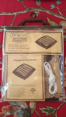 Vintage 'The Quiltery' Clamshell Patchwork Cushion Kit. Complete and Unused. - Image 1 of 4