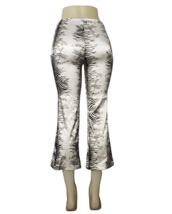 Bebe Pants Womens 8 Black White Zebra Print Flare Slit Front Stretch France Y2K - Picture 1 of 9