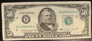 1988 Series (B) - New York $50 Fifty Dollar Bill Federal Reserve Note Crisp - Picture 1 of 2