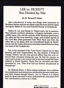 Lee Versus Pickett : Two Divided by War by Richard F. Selcer (1998, Paperback) - Imagen 1 de 1