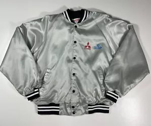 Vintage Mitsubishi Satin Bomber Jacket Sz M Chrysler Motors Made In USA 80s - Picture 1 of 7