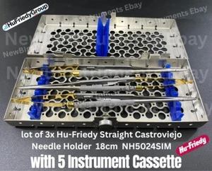 Lot of 3x Hu-Friedy Castroviejo NH5024sim Sterilization Cassette 5 Instruments - Picture 1 of 3