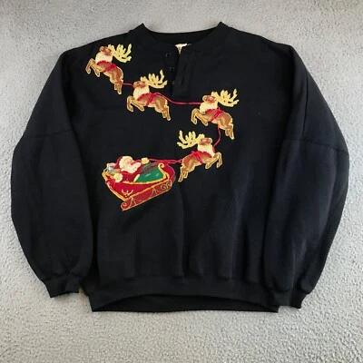 Санта-Клаус сани свитер мужской большой черный пуловер олень США Олимпийских игр ярлык - Изображение 1 из 4
