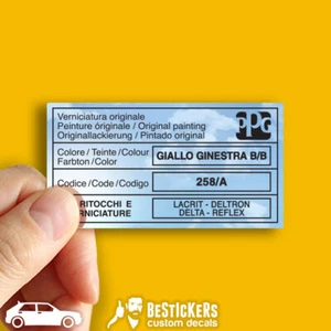 Adesivo vernice Lancia delta evoluzione HF 16v 4x4 PPG Giallo Ginestra 258 paint - Picture 1 of 3