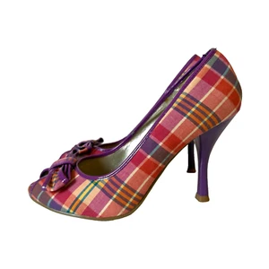 Vintage 2000's Plaid Tartan Heels Womens US 5 - Picture 1 of 13