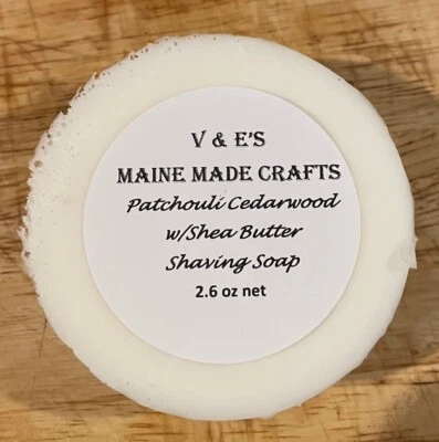 V & E'S MAINE MADE CRAFTS Glycerin Shaving Soap - Patchouli Cedar Wood w/ Shea Butter