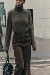 NEU ZARA KHAKI HIGH NECK KASCHMIR UND WOLLE PULLOVER GR M 2893/184 SELTEN - Bild 1 von 4