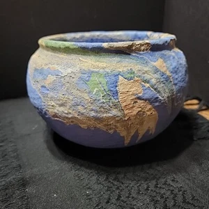 Vintage Ozark pottery roadside souvenir blue swirls Collectible 1940s Planter - Picture 1 of 15