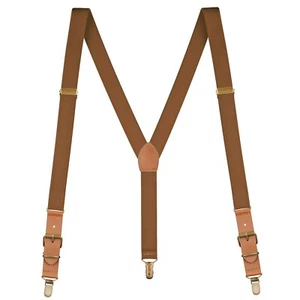 Buyless Fashion Leather End Suspender Mens - 48" Elastic Adjustable 1" - Y Shape - Picture 1 of 84