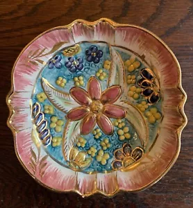 Vtg HAND PAINTED H BEQUET Quaregnon BELGIUM MAJOLICA BOWL Wall Hanging 8" - Picture 1 of 24